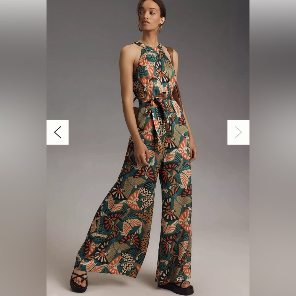Anthropologie Farm Rio printed halter jumpsuit - Picture 1 of 5